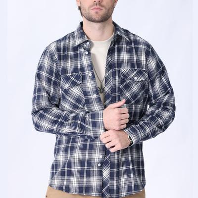 Men S Long Sleeve Flannel Plaid Shirt Casual Street Style