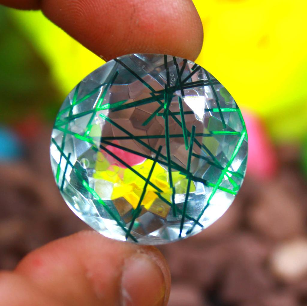 40-50 Carat Christmas Day Offer Round Shape Green Quartz Lab Created Brazil Certified Gemstone SN380