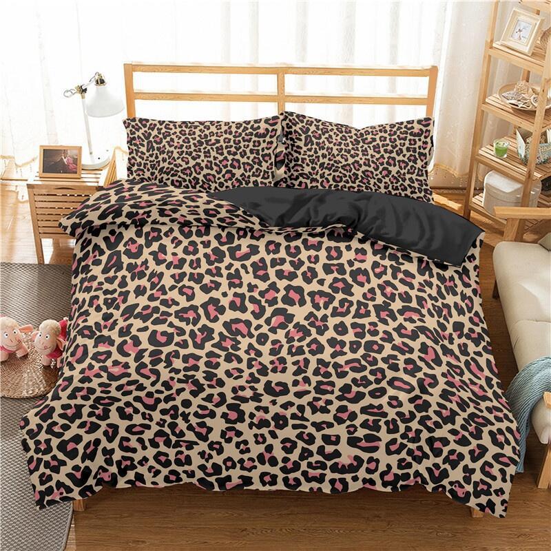 Leopard Print Duvet Cover Soft Butterfly Bedding Set King Twin Microfiber Animal Skin Fur Comforter Cover For Girls Boys Teens