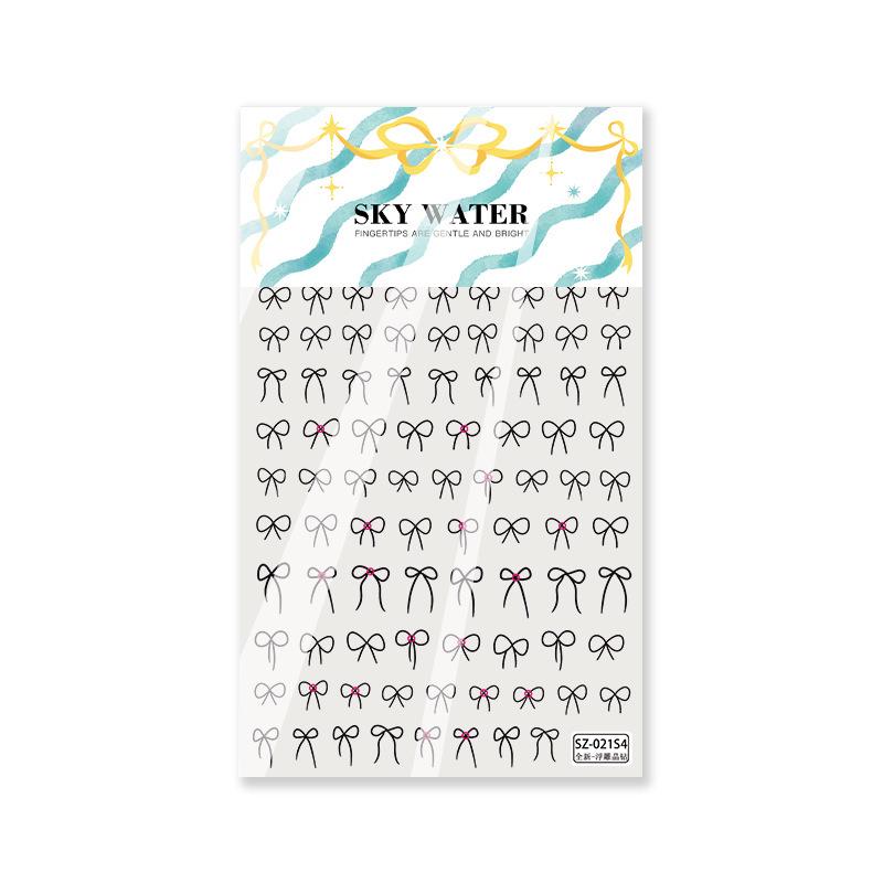 SKY Korean-Style Crystal Bow Nail Art Stickers - Shiny Diamond Adhesive for Nails