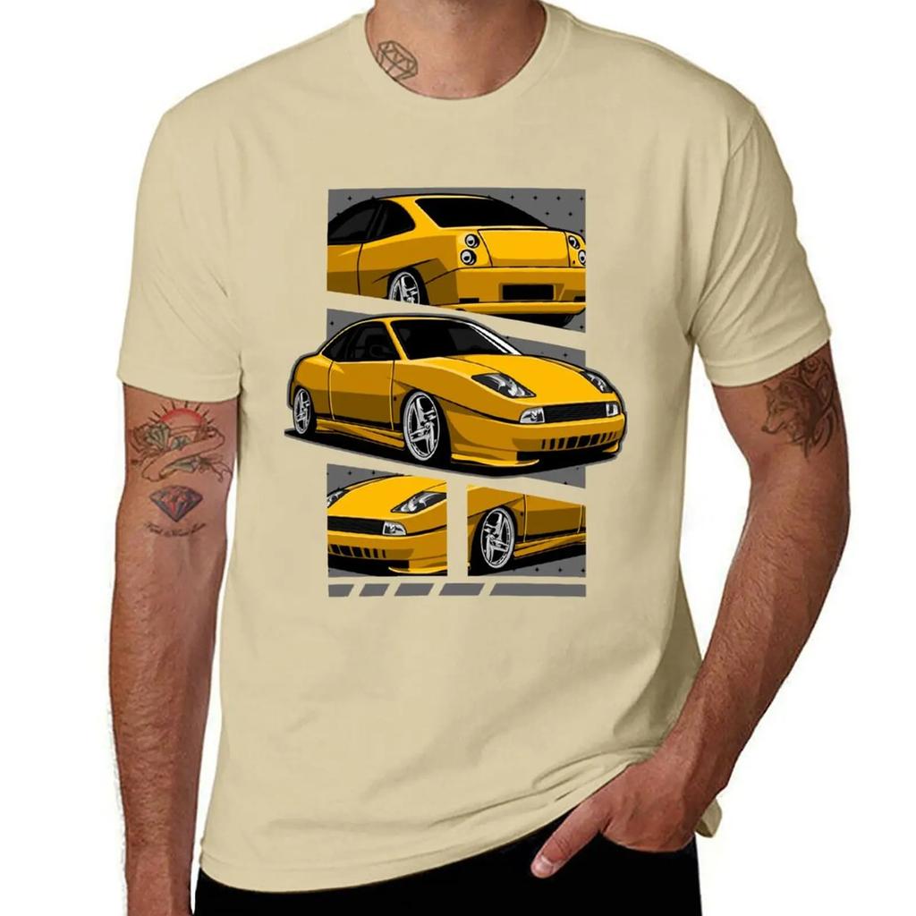 Fiat Coupe 20V Turbo Yellow TShirt graphics korean fashion blacks tshirts for men 2025 new model