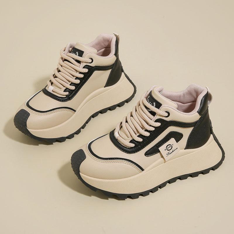 Casual sports shoes heighten small high-top shoes spring 2025 new versatile super fire platform dad shoes women