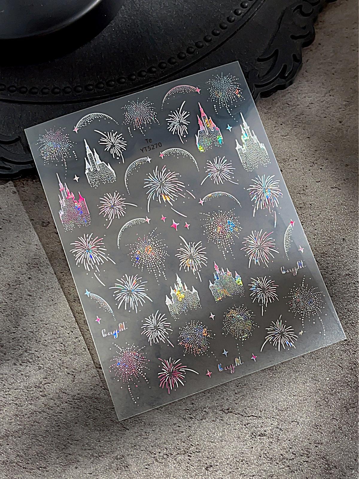 

YITU Starlight Burst Firework Nail Stickers YT5259: Cute, Colorful Castle Decoration