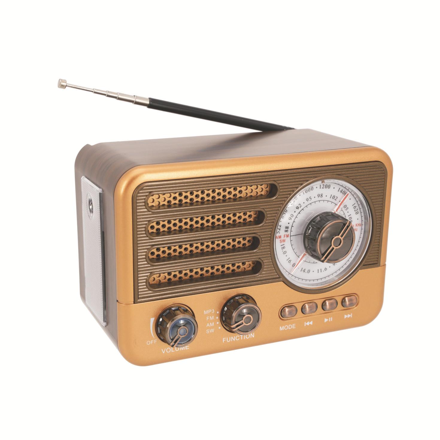 

Ретро-радио Bluetooth-динамик Портативный многодиапазонный FM/AM/SW радио уличный светодиодный фонарик Поддержка звука TF/USB/AUX MP3-плеер золотой