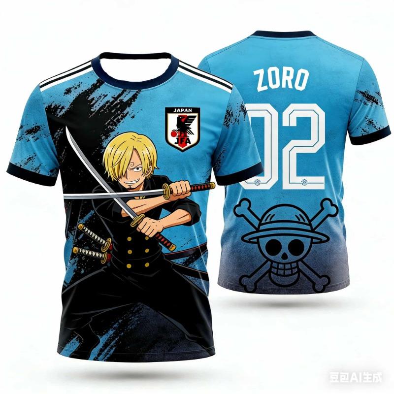 2026 Summer Japan One Piece Luffy Football Jersey Men T-shirt Football Special Jersey Adult Men's T-shirt