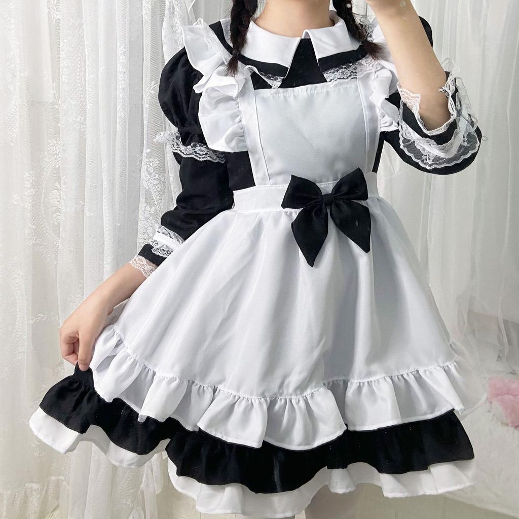Alice Fantasy Wonderland Maid Cosplay Costume, Long-sleeved Soft Girl Cute Princess Dress