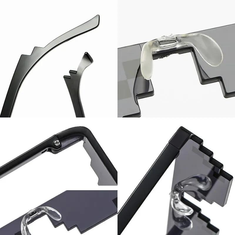 2Pcs Mosaic Sunglasses Cool Party Vintage Shades Eyewear For Men Pixelated Sunglasses Funny Women Glasses