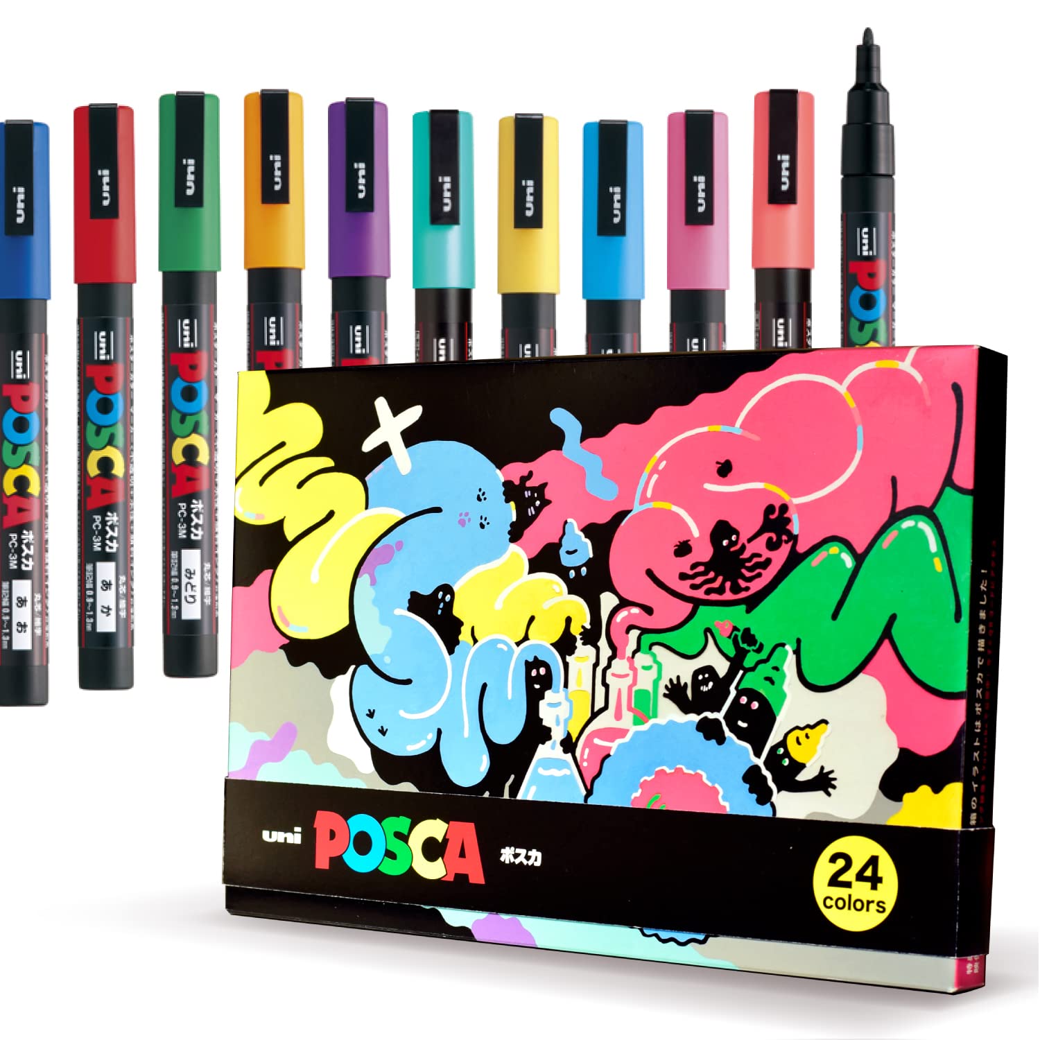 

Mitsubishi Pencil uni POSCA pen marker made in Japan color pen fine point 24 color set water-based water-based PC-3M