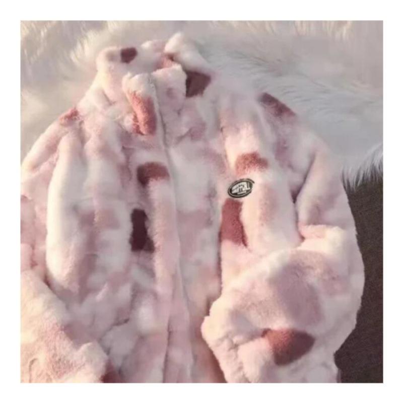 Women's Trendy Tie-Dye Lambswool Coat - High-End Feel, Thick & Loose, 2024 Winter Collection