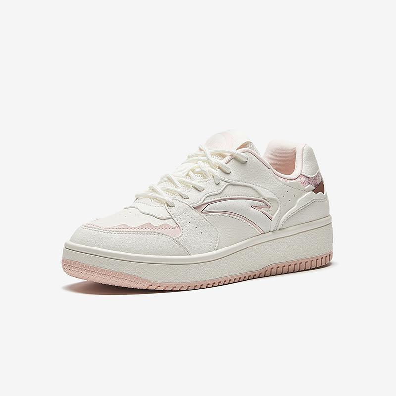 Anta Kids Trendy Comfortable Versatile Non-Slip Wear-Resistant Breathable Low-Top Casual Shoes Kids sneaker Ivory-White Light-Pink A22518005-2