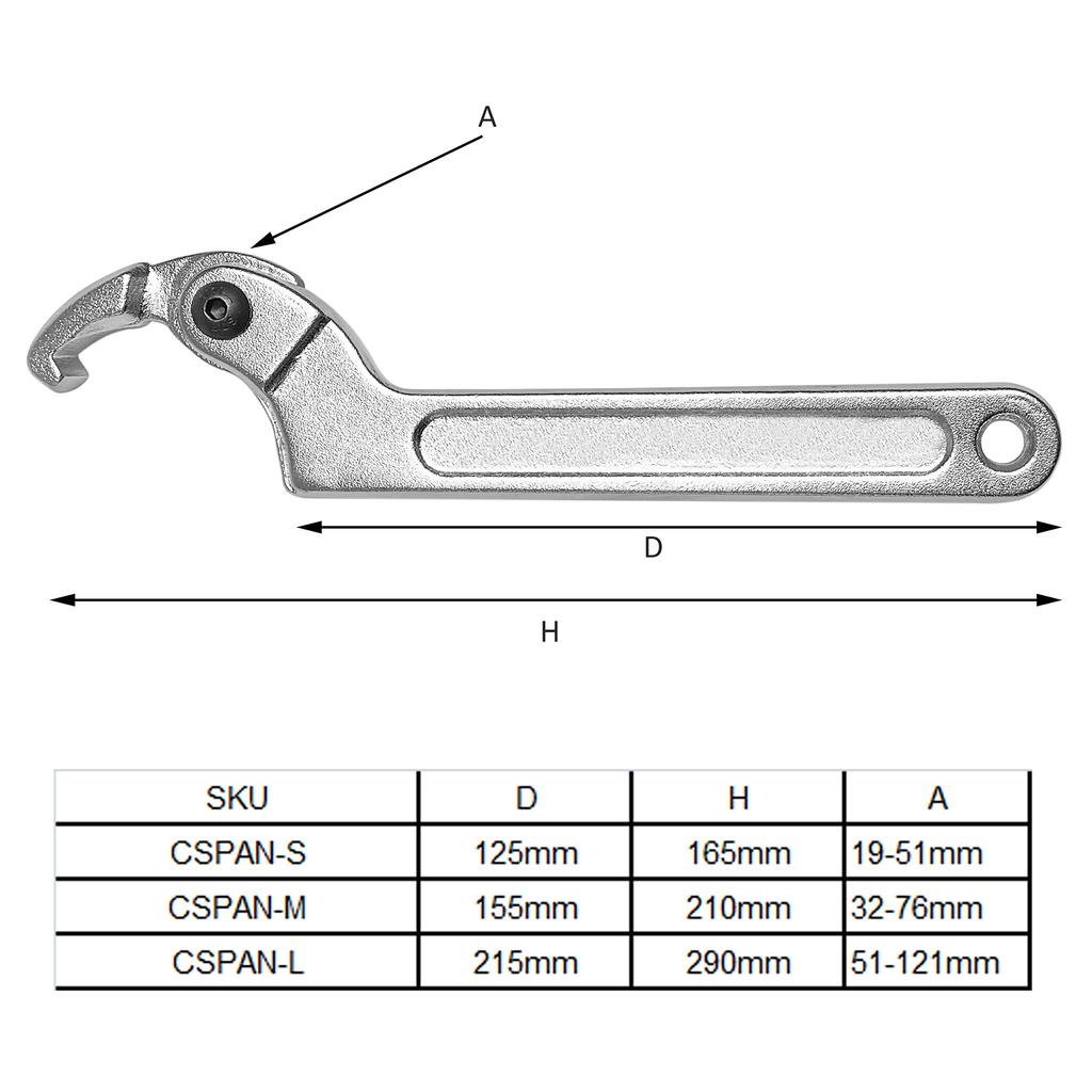 Adjustable Hook for Tightening and Loosening Coilover Ring Lock Nut Suspension Flexible Hook Wrench HFS(R) Wrench, 51-121mm, Large, C-Spanner, Nuts,