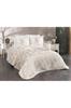Palm Chenille Bedspread Set 245x255, Bed Sheet 240x260, Cotton, Cream - Gold