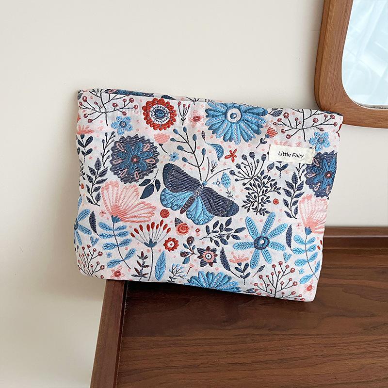 Pink Floral Makeup Bag: Women's Portable, Large Capacity, Small Size Travel Toiletry and Skincare Storage Bag