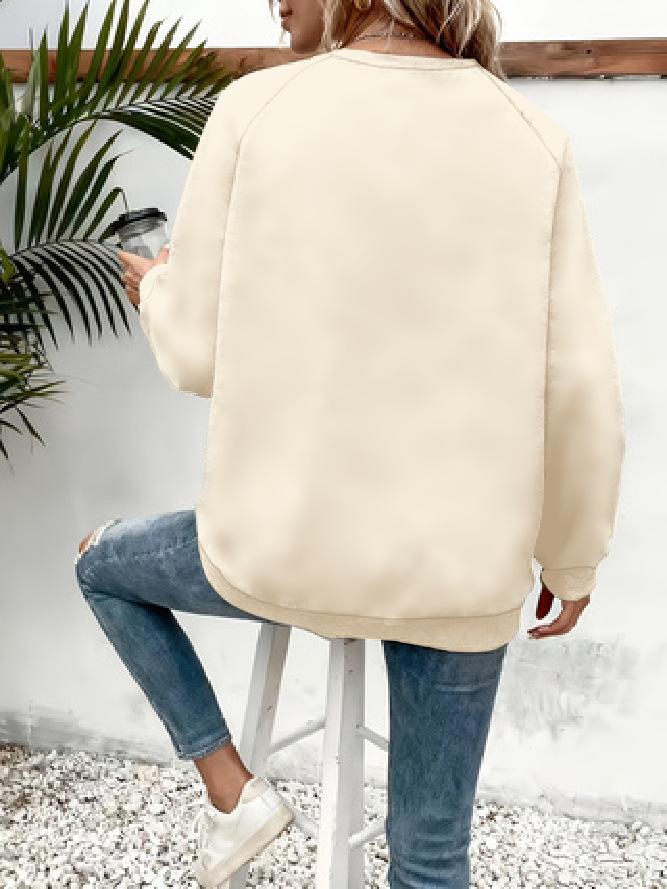 Damen Hoodie mit Herz- und Schmetterlingsprint - Mehrfarbig, Rundhalsausschnitt, Langarm, Lässiges vielseitiges Oberteil.