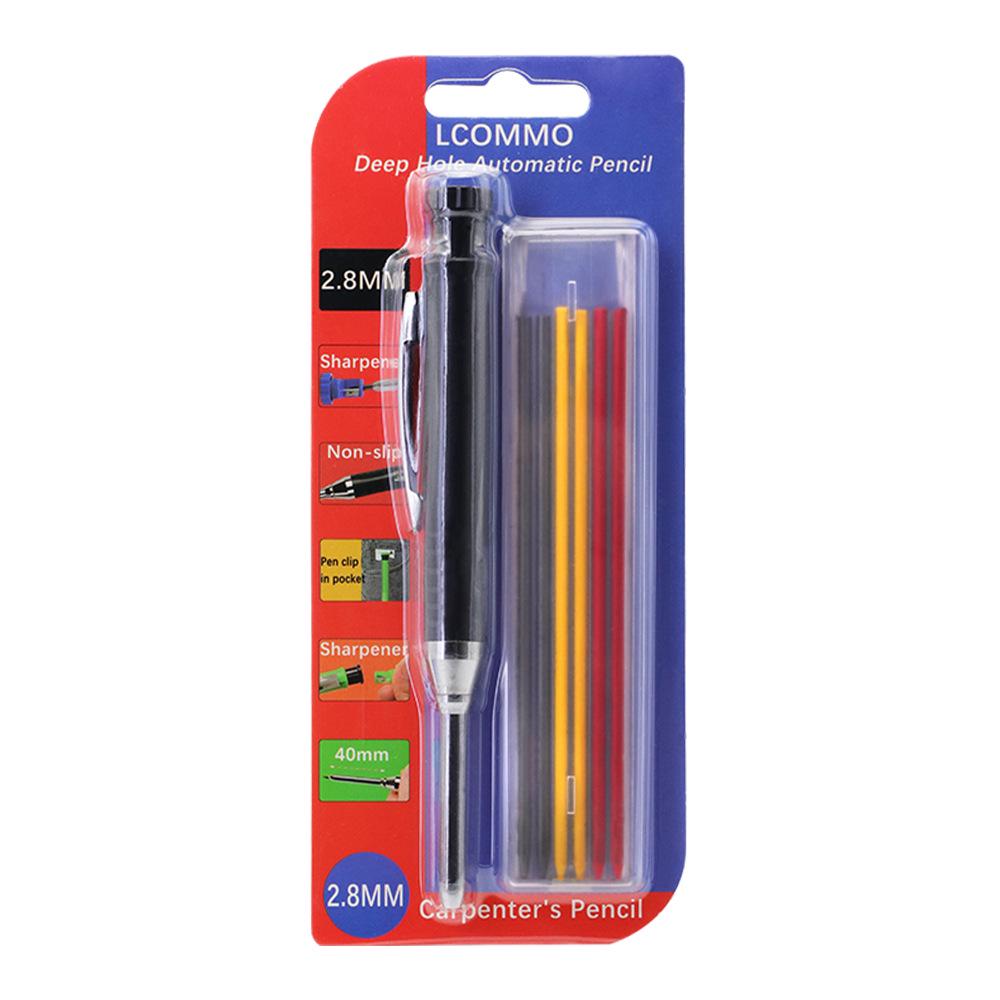 Professional Long-Head Metal Woodworking Pencil with 2.8mm Graphite Lead