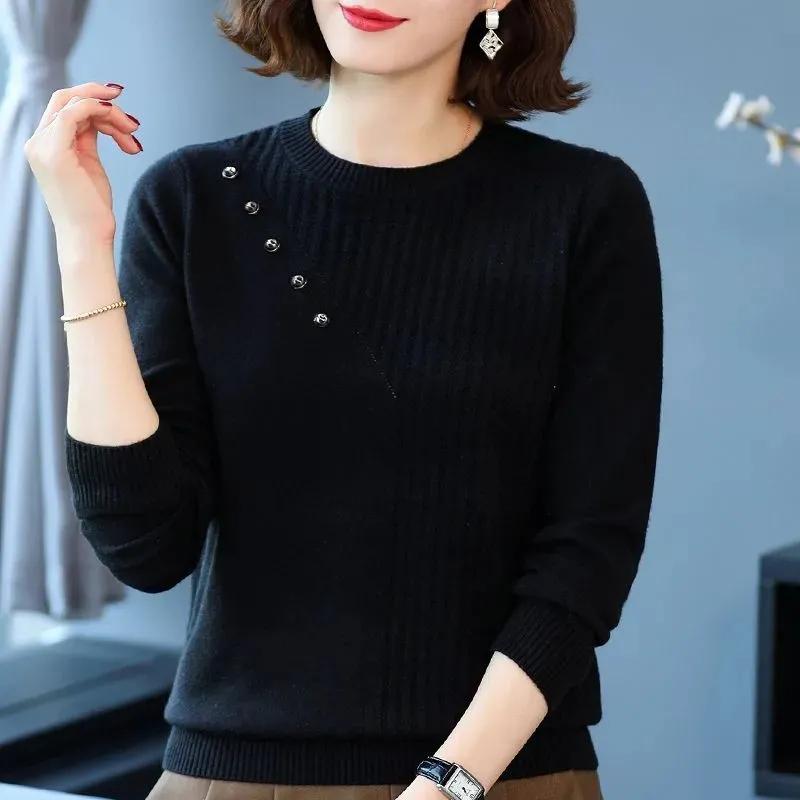 

Женский весенне-осенний свободный тонкий облегающий внутренний трикотажный свитер с круглым вырезом, пуловер, базовая майка XS