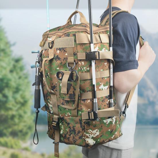 Taška na rybářské vybavení Velkokapacitní batoh s kapsami na pruty Vodotěsná Oxfordská tkanina Rybářský batoh Všestranný organizér na rybářské vybavení