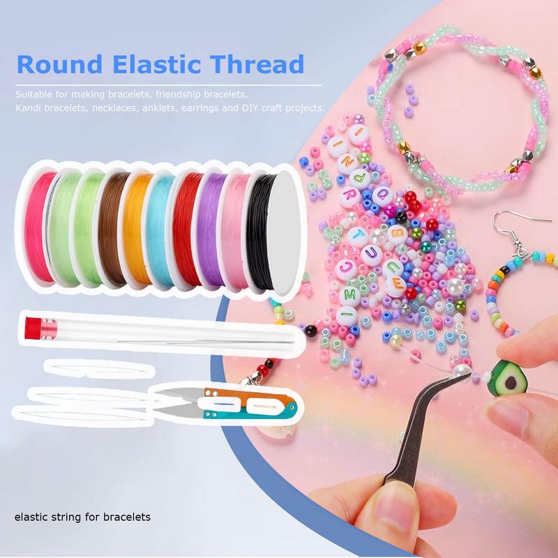 Stretchy String For Bracelets 10-color Crystal String Bead Cord For Bracelet 10-Rolls Bead String Sturdy Stretchy Elastic Cord