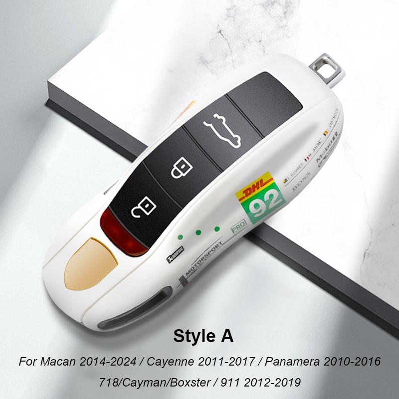 For Porsche Panamera Cayenne Macan 718 Cayman Boxster 911 Taycan Car 92 Track Key Case Protective Shell Remote Control Fob Cover