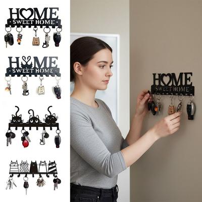 New Metal Key Holder Black Accessories Key Wall Hook with Screws Key Hanger Home Decoration
