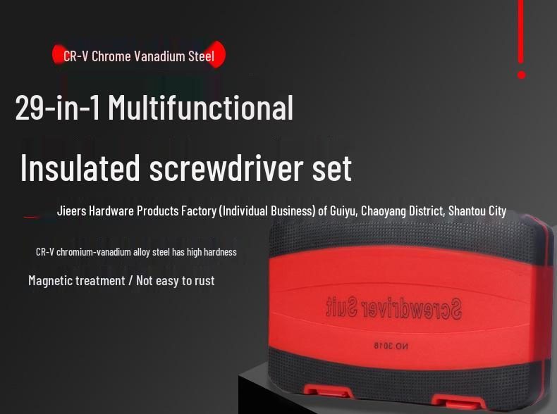 29-in-1 Insulated Electrician's Screwdriver Set – Phillips & Flathead Household Repair Tools