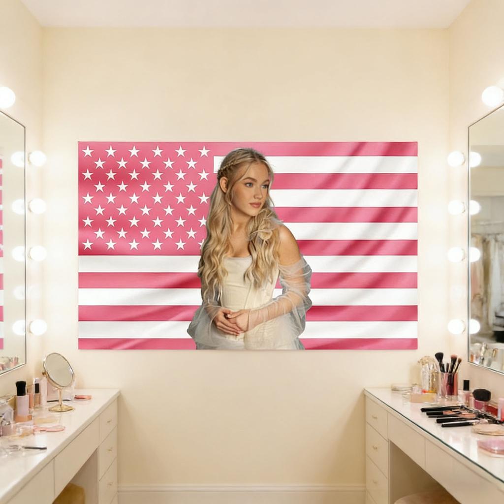 2D Print Freya Tapestry, Zombies 4 Nova Wava Style, Pink Usa Flag Wall Art, Easy To Hang Decor For Home & Office