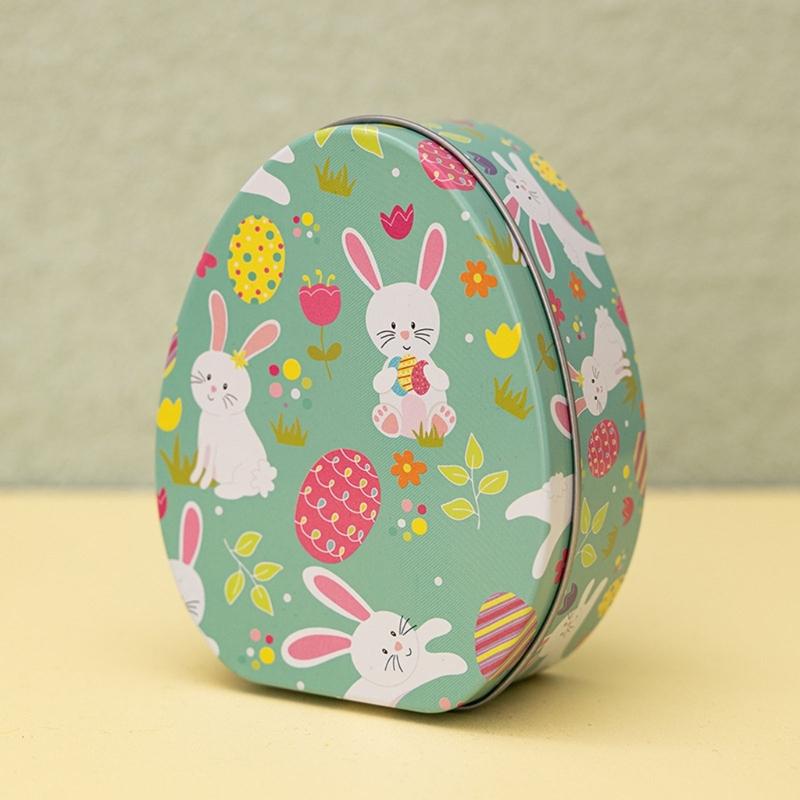 Iron Box Easter Candy Box Tinplated Eggshells Pattern Container for Party Organizing and Displaying