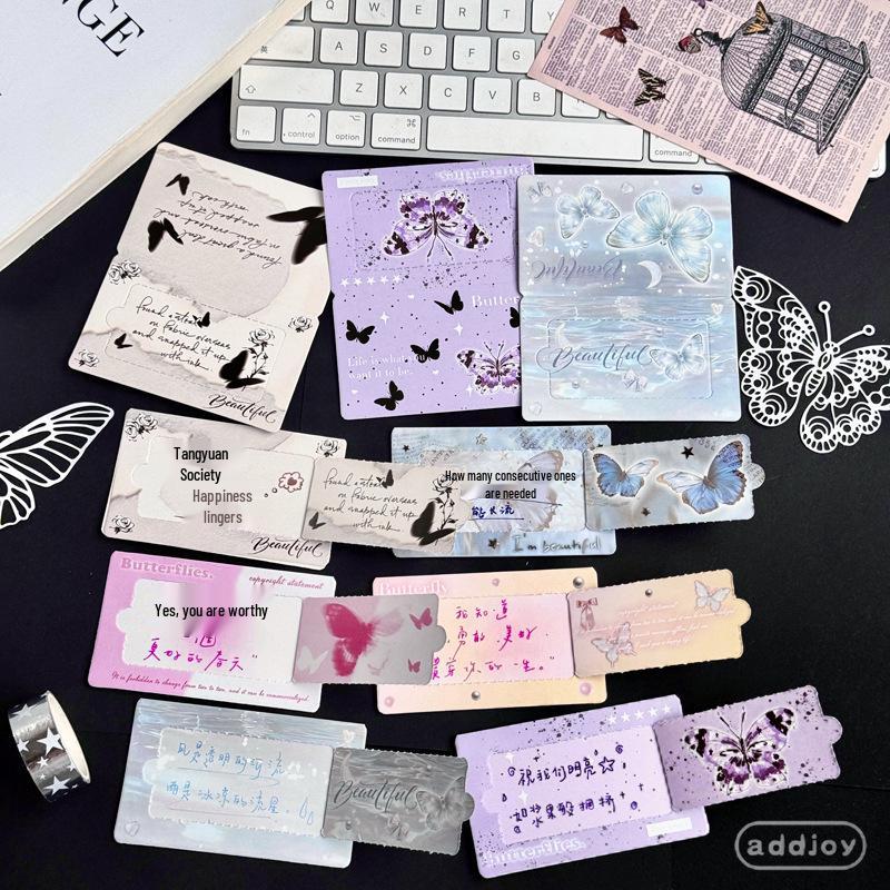 Artistic Butterfly Sticky Notes - Cartoon Message Cards for Journal Decor & Student Gifts