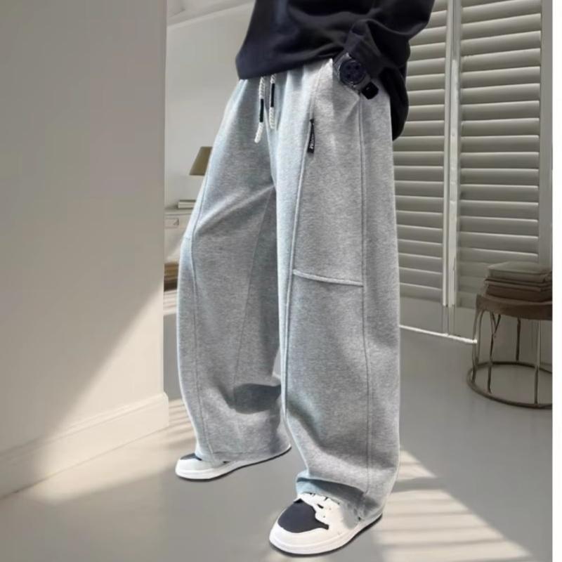 Pantalones Casuales de Primavera para Niños Cintura Elástica Negra Pierna Recta Pantalones de Chándal para Niños Bolsillo Holgado Pantalones Infantiles