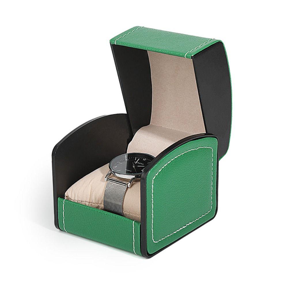 PU-Leder Einzelne Uhrenaufbewahrungsbox Schutzsichere stoßfeste Uhren-Geschenkbox mit Kissen Armbanduhr-Display-Case für Männer Geschenk