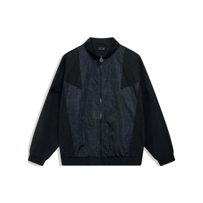 Li Ning Solid Color Casual Zip Long Sleeve Jacket Men Jackets Black AJDT015-3