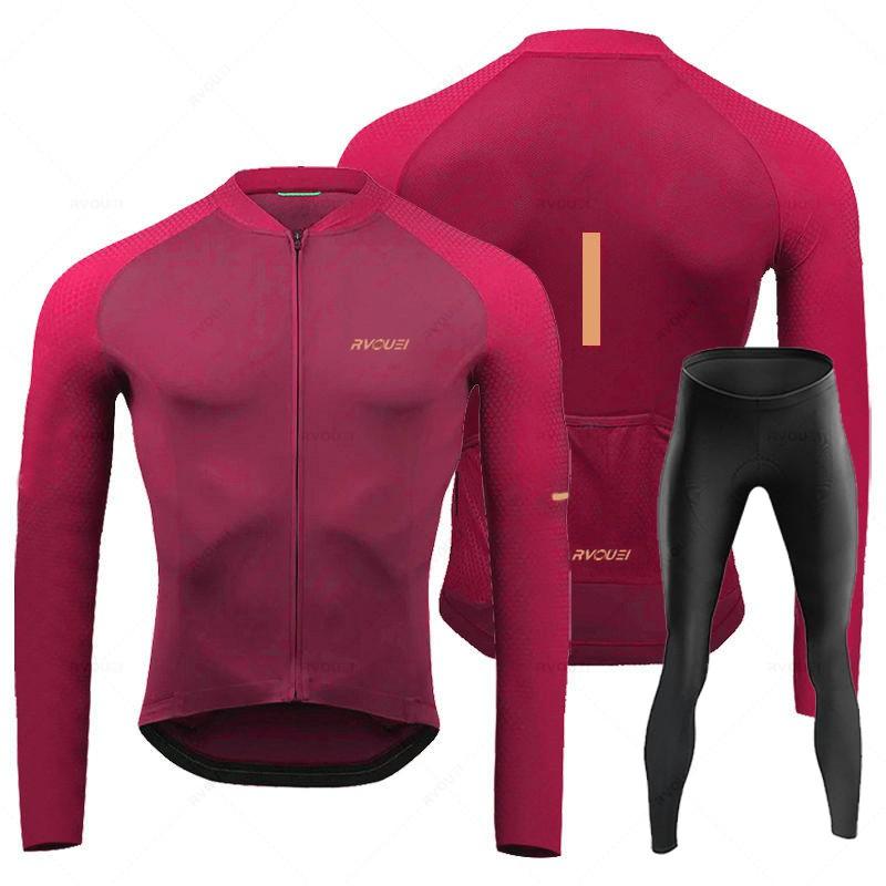 Herren Atmungsaktives Langarm Radtrikot Trägerhosen Set MTB Fahrradkleidung Maillot Ropa Ciclismo
