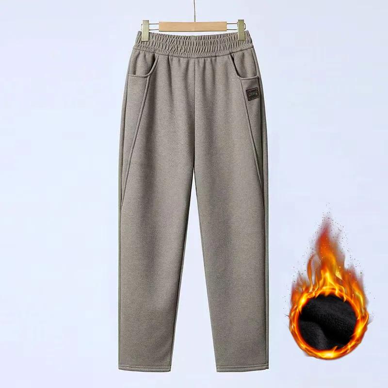 Mother Elastic Waist Pants Autumn and Winter Plus Velvet Outer Wear Casual Trousers Thick Section Women's Warm Harem Pants