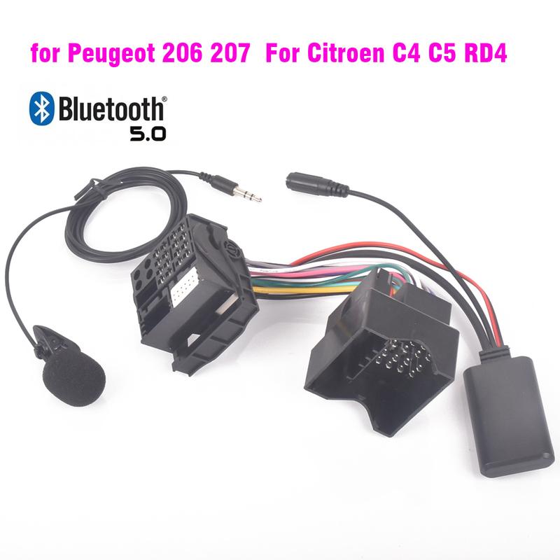 Для Peugeot 206 207 307 301 407 Для Citroen C4 C5 C6 Berlingo Радиопроводка RD4 Микрофон Handsfree Bluetooth 5.0 AUX Адаптер