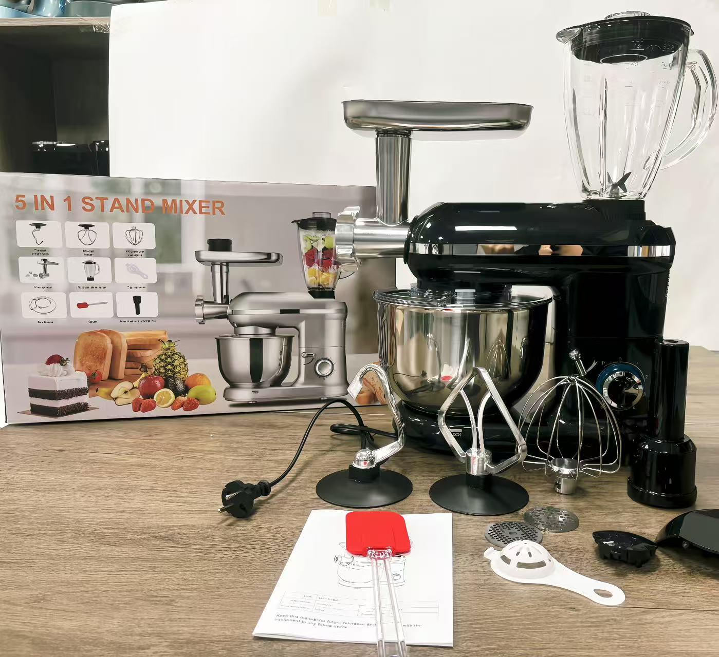 

Багатофункціональний стаціонарний міксер 5,5 л: 5-в-1 Тістоміс і кухонний комбайн, Електричний вінчик для яєць