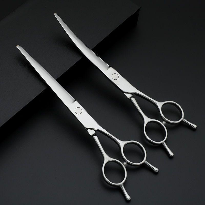 Pet Grooming Scissors: Straight & Curved for Dog Hair and Teddy Bear Trimming