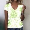 Women V Neck Short Sleeve Floral Print Casual T Shirt Top Relaxed Fit Lightweight Soft Fabric Comfortable Wear