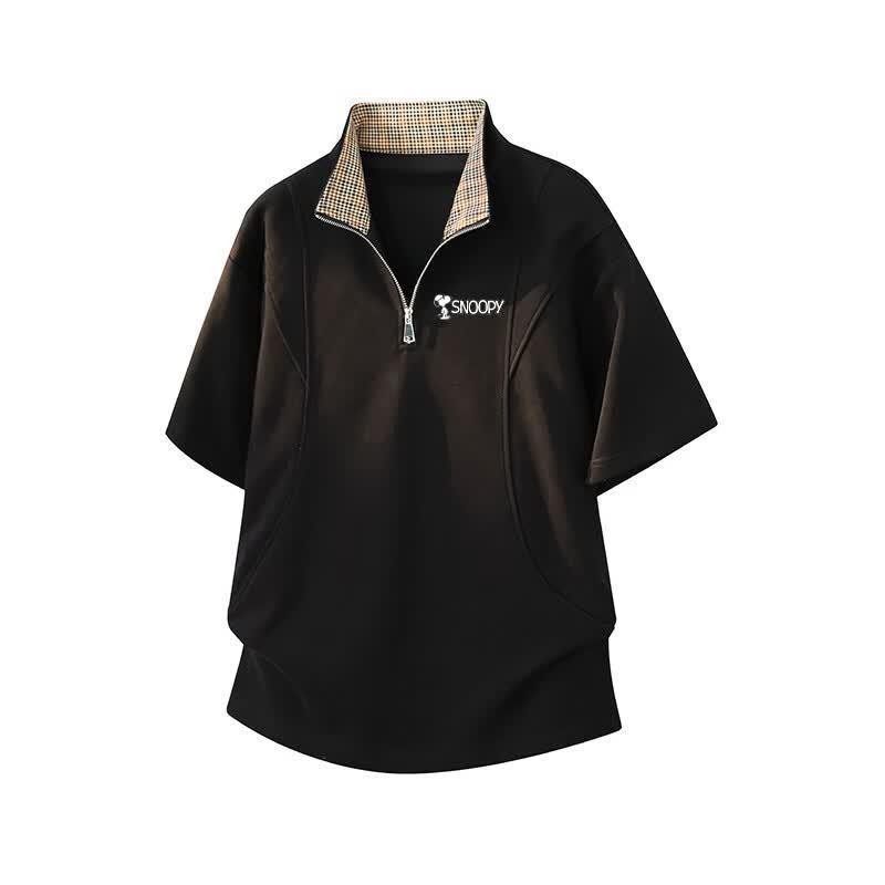 Snoopy Men s Half-Zip Polo T-Shirt 5XL чёрный