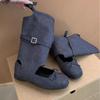 Korean niche pleated stacked pants tube cool boots women's summer thin hollow breathable ballet style high-top cowboy short boots