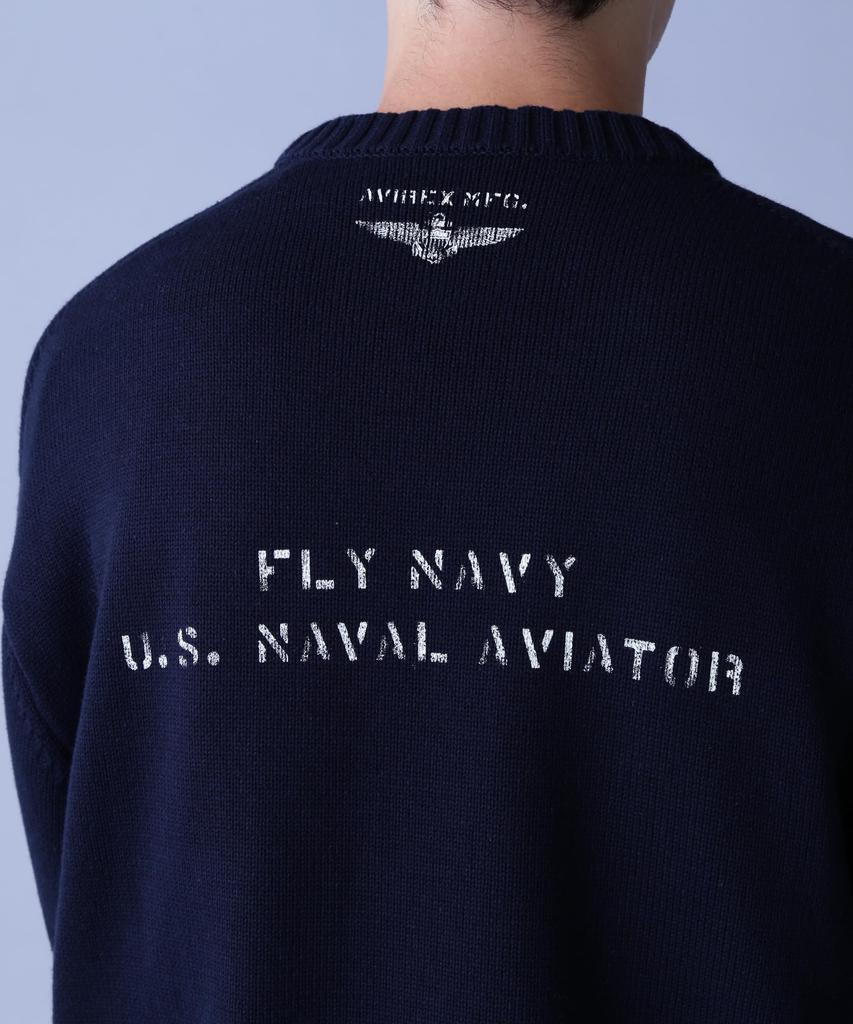 AVIREX NAVAL CREWNECK KNIT SWEATER XL 783-3932006 Navy