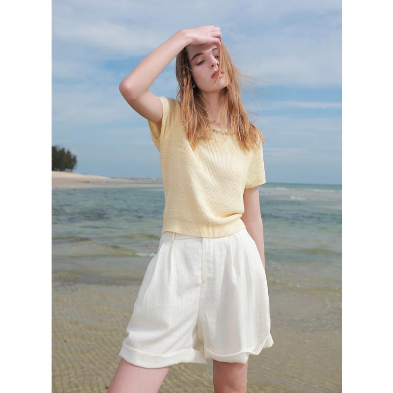 SanCai Women's Slim Fit Knit Short Sleeve Top