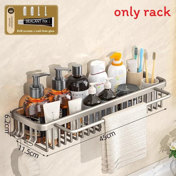 Modern Minimalist Bathroom Wall Shelf With Oxidized Finish For Shower Storage And Organization