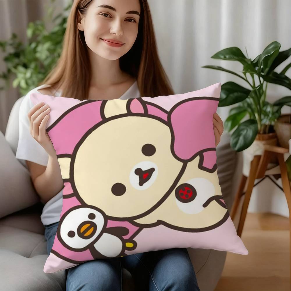Cute Cartoon Rilakkuma Pillow Case Plush Fabric Soft Pillowcase Double Sided Print Cushion Cover Household Gifts