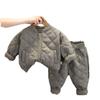 Trendy Winter Boys' Cotton-Padded Two-Piece Set: Warm Long-Sleeve Outfit for Infants and Children