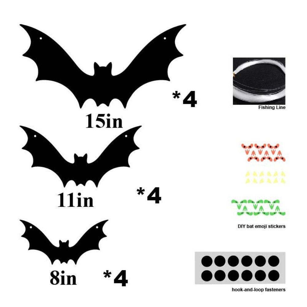 Glow In The Dark Eyes Halloween Bat Decorations 12 Pack Outdoor Bat Ornaments Halloween Party