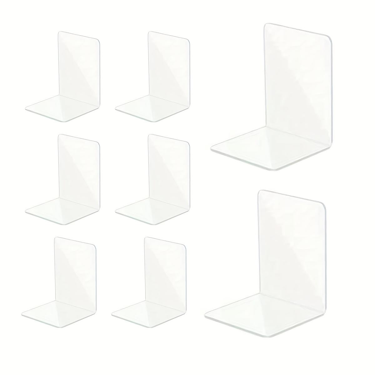 

8pcs/4-Pair Acrylic L-Shaped Bookends - Heavy-Duty Transparent Bookends for Bookshelves, Space-Saving Anti-Tip Design, High