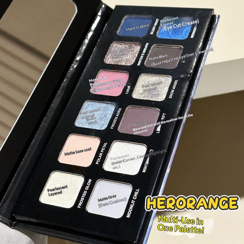 Twelve-colored Wolf Moon Color Eyeshadow, High-gloss Brightening Pearlescent Burst Matte Aegyo Sal Grooming Powder Plate
