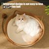 Cesta de corda trançada para gatos, cama de gato trançada à mão, tapete arranhador interativo para gatos com bola de brincar para gatos e filhotes de coelho dentro de casa