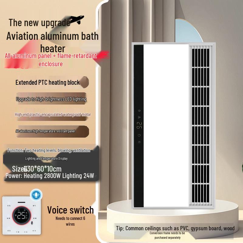 Shenhua Integrated Bathroom Ceiling Heater Fan with Dual Warmth, Lighting, and Exhaust Features