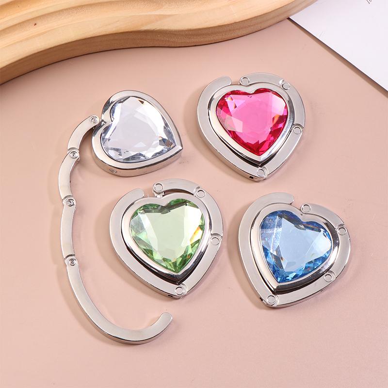 Heart Shaped Folding  Handbag Hook Bag Hanger Portable Foldable Table Hook Organizer Table Side Hooks Bag Accessories